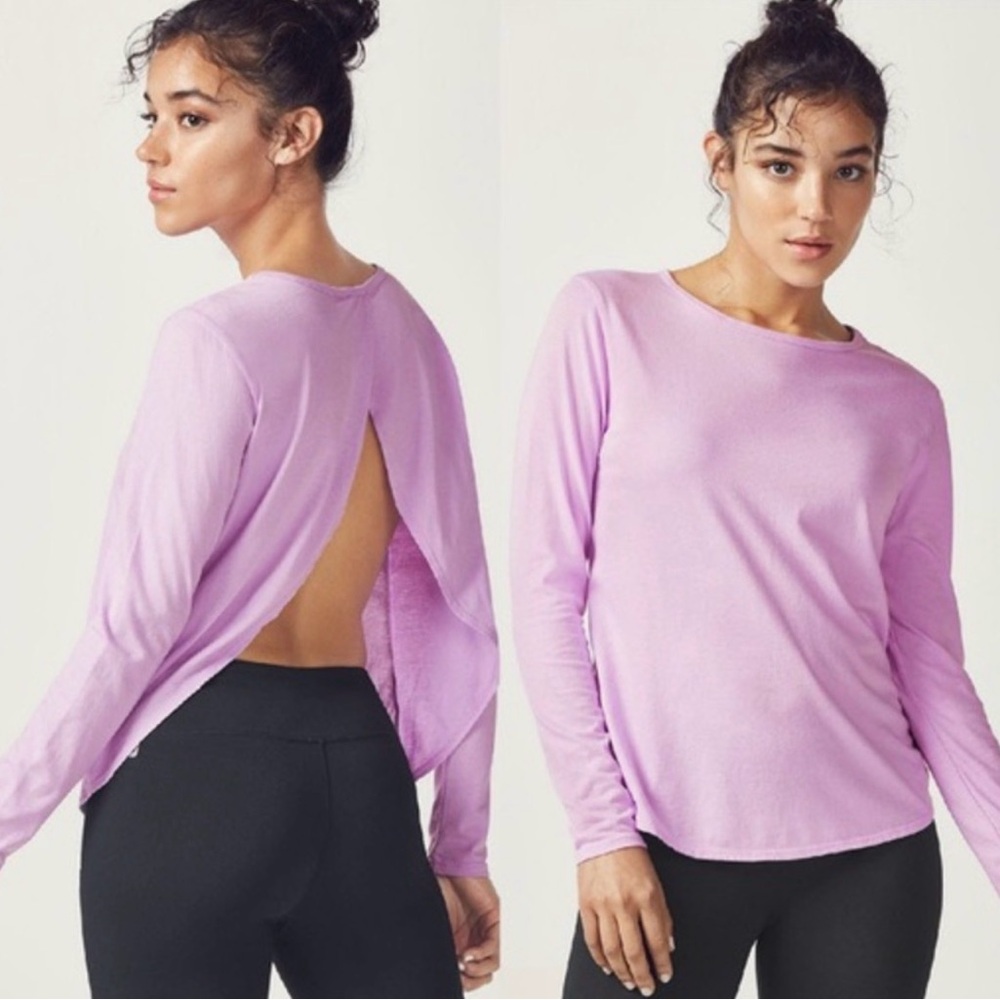 Fabletics Lilac Open-Back Long Sleeve Top